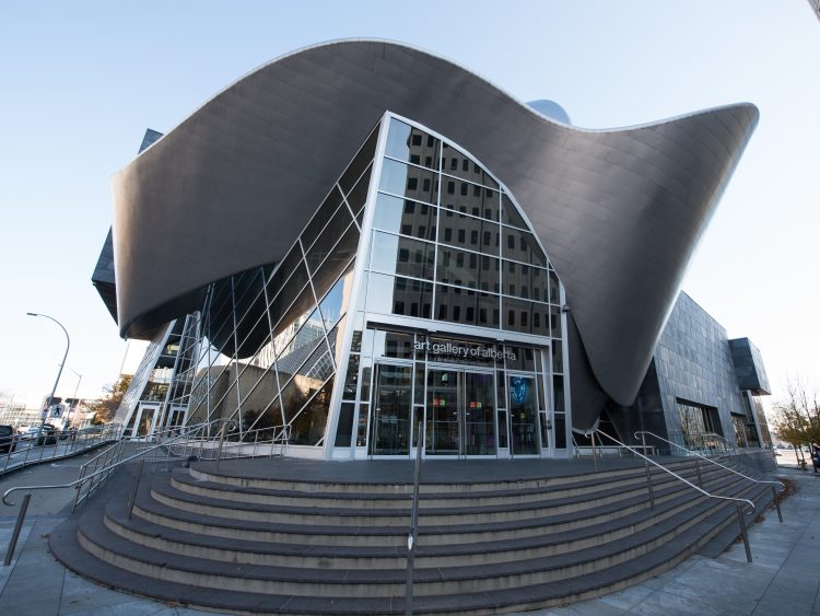 Exterior of the front entrance of the Art Gallery of Alberta (AGA)