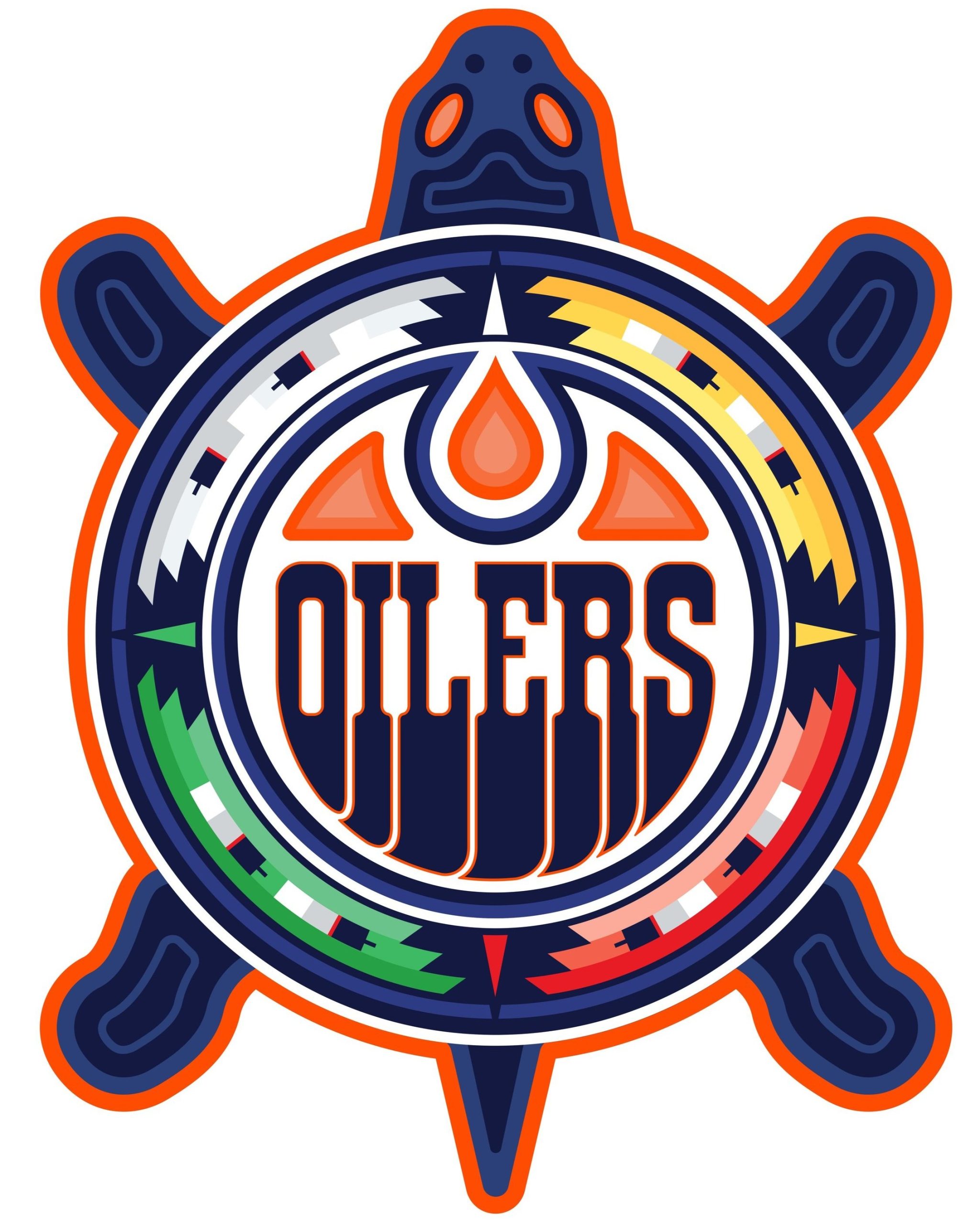 An illustration of a turtle with the Oilers’ logo on its back.