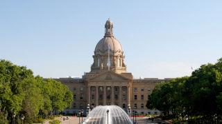 Static shot of the Alberta Legislature building located in downtown Edmonton. It is the meeting place of the Legislative Assembly of Alberta and the Executive Council of Alberta.
