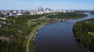 Drone footage of Edmonton’s River Valley and the North Saskatchewan River in the summer.